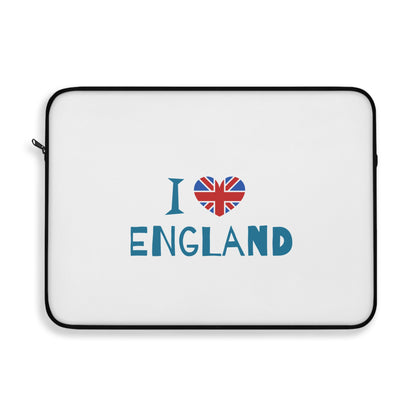 I Love England Laptop Sleeve, Cute England Gift, British Flag Tech Case, Travel Accessory, College Student Laptop Bag