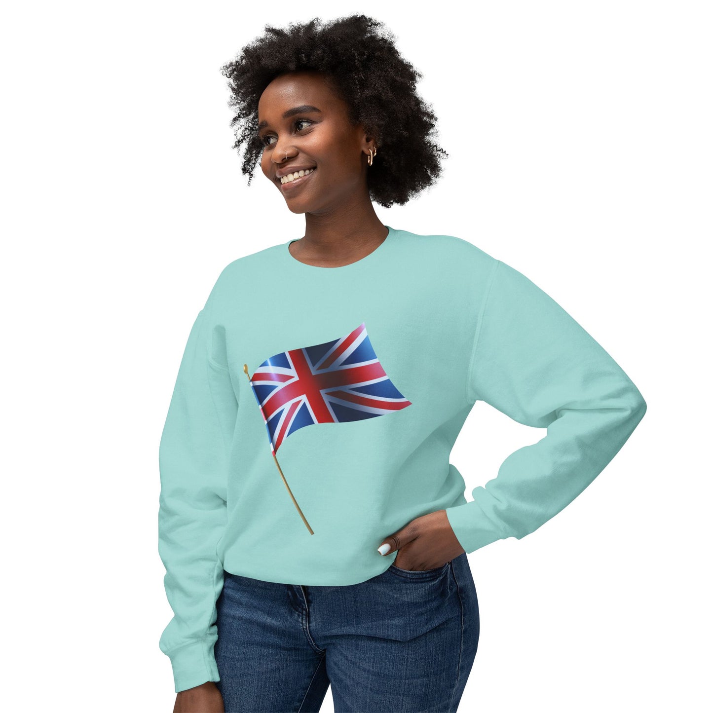 Unisex Lightweight Crewneck Sweatshirt - Classic UK Flag Design - Union Jack Symbol