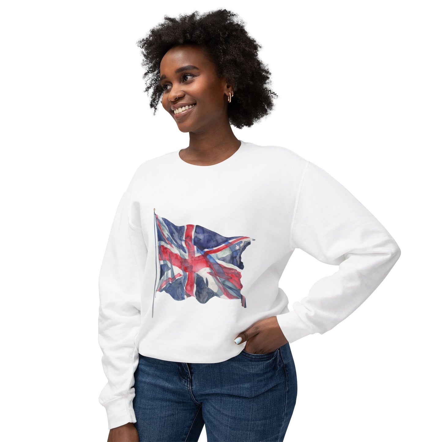 Unisex Lightweight Crewneck Sweatshirt - Classic UK Flag Design - Union Jack Symbol