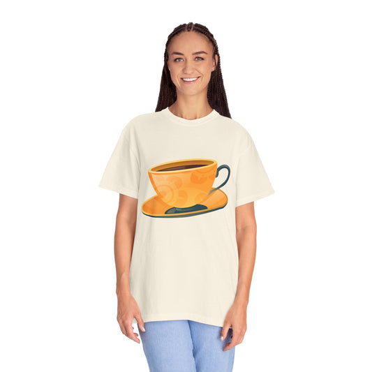 Unisex Garment-Dyed T-shirt - Elegant British Tea Cup - Classic Tea Time Style