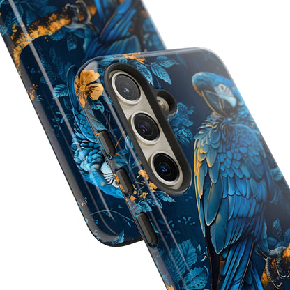 Tough Cases - Vibrant Blue Parrot Phone Case, Tropical Bird Phone Cover, Nature Lover Gift, Eco-Friendly Accessories, Unique Wildlife Decor
