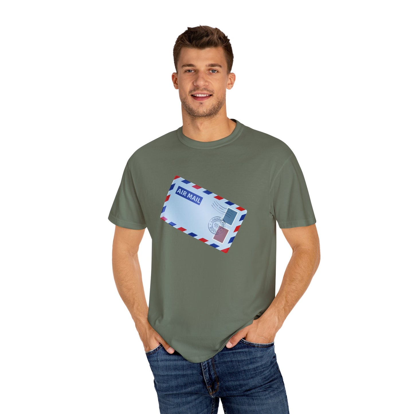 Unisex Garment-Dyed T-shirt - Vintage British Air Mail - Classic Postal Designed
