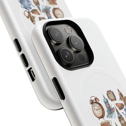 Tough Magnetic Phone Case with Vintage Clock Design, Durable Tech Accessories for Gift, Daily Use, Unique Style