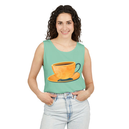 Unisex Garment-Dyed Tank Top - Elegant British Tea Cup - Classic Tea Time Style