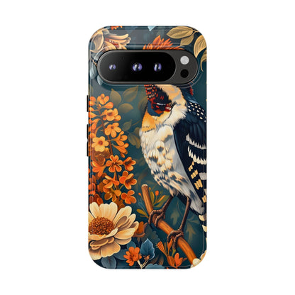 Tough Cases: Floral Bird Phone Case, Vintage Style Cover, Nature Lover Gift, Botanical Design, Spring Inspire Fashion