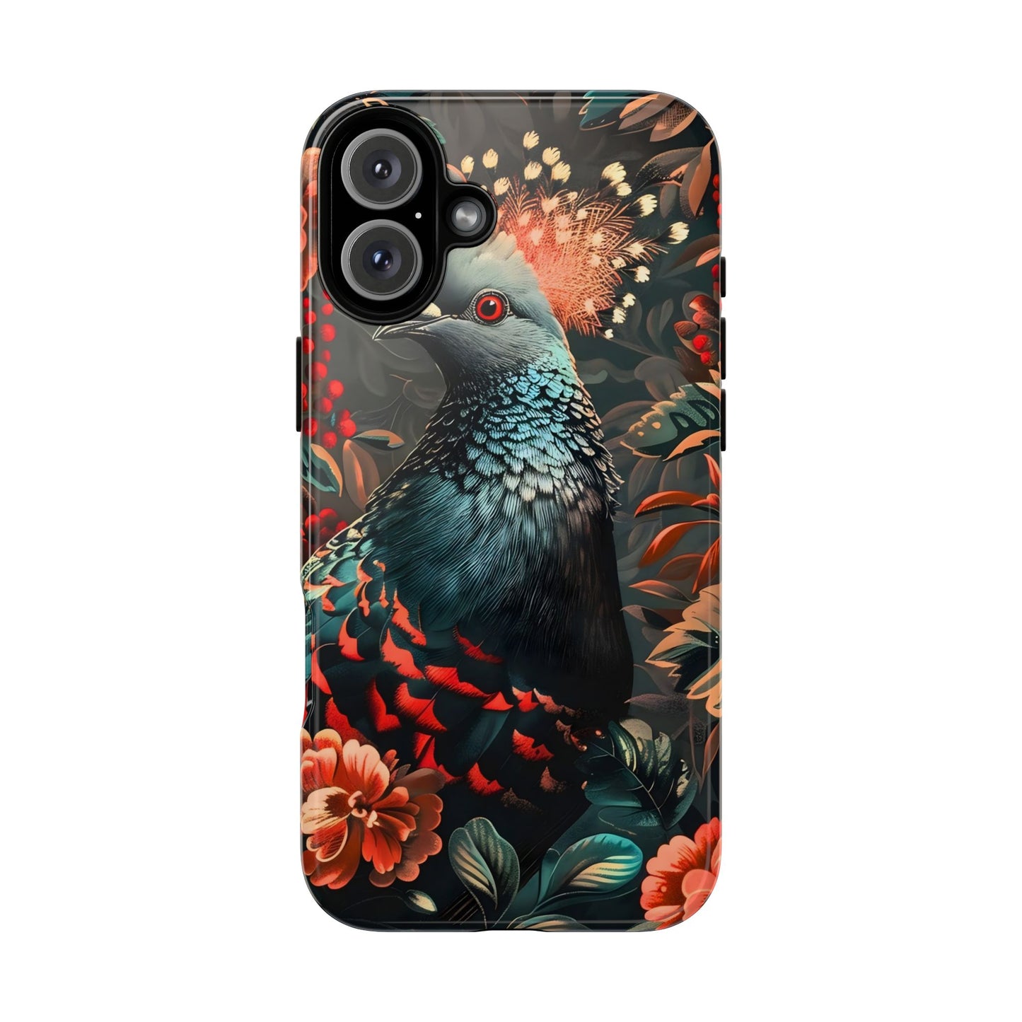 Floral Peacock Phone Case, Tough Cases, Artistic Phone Cover, Unique Gift, Nature Lover Accessory, Protective Case