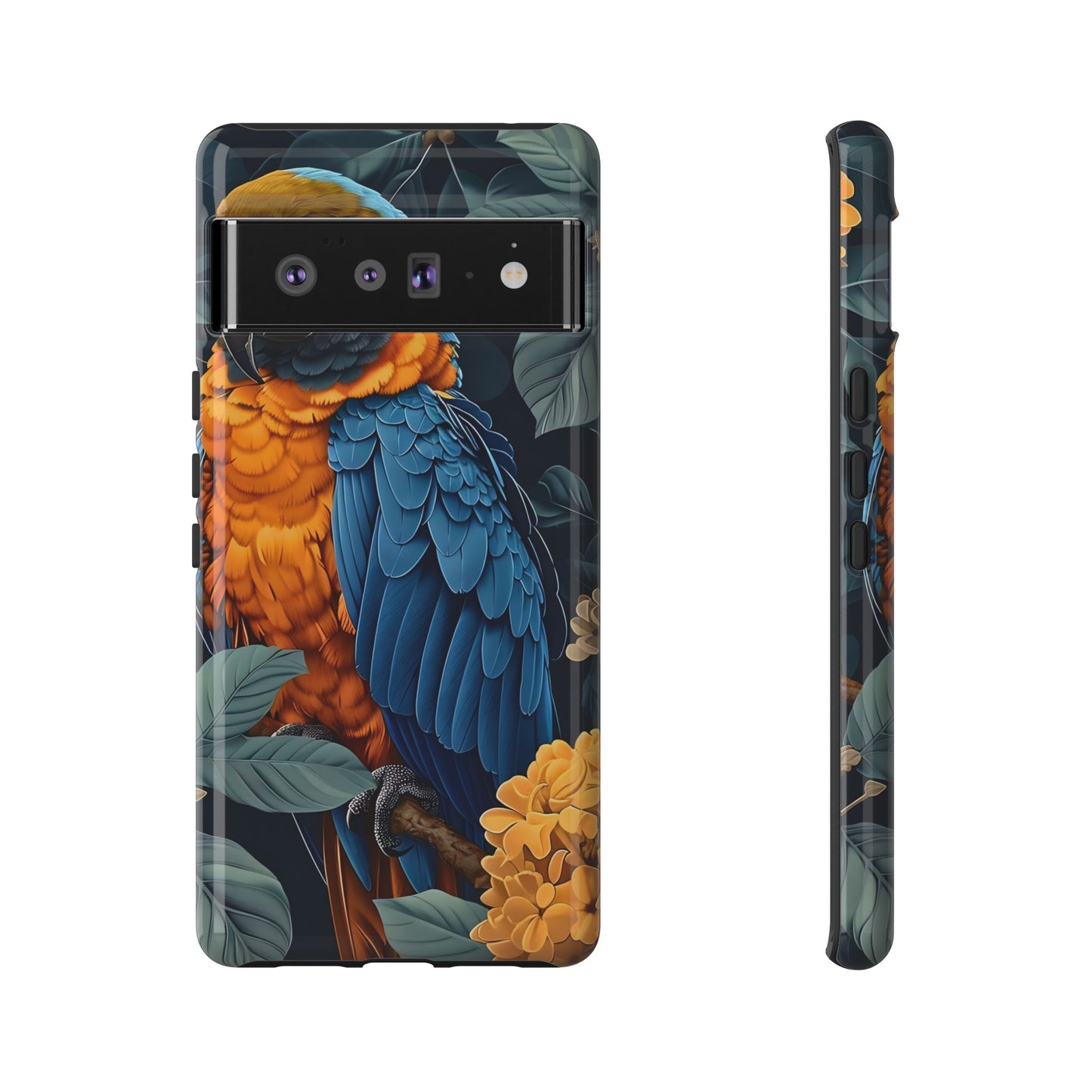 Tropical Parrot Phone Case - Tough Cases, Colorful Phone Cover, Nature Lover Gift, Floral Design, Bird Lover Accessory
