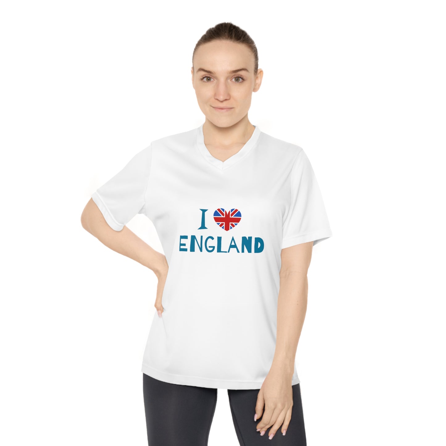I Love England Women's Performance V-Neck T-Shirt
