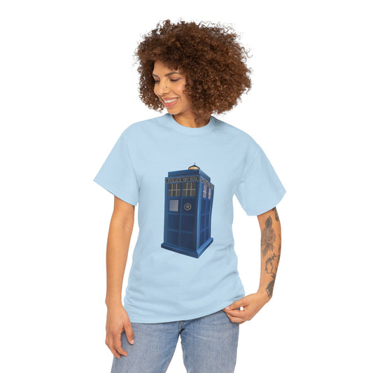 Unisex Heavy Cotton Tee - British Police Public Call Box - Iconic TARDIS