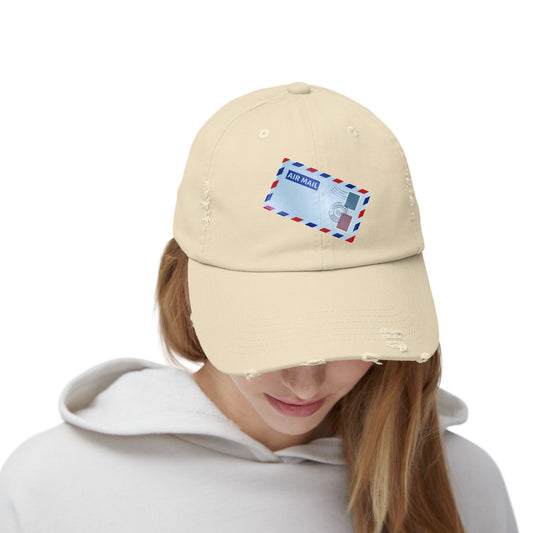 Vintage Air Mail Unisex Distressed Cap, Retro Hat, Casual Wear, Travel Accessories, Gift for Travelers, Summer Apparel