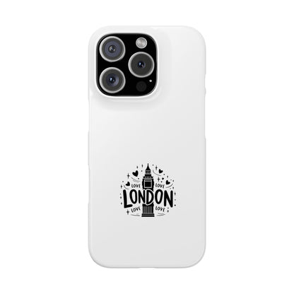 London Love Slim Phone Case - Perfect for Travelers, Gifts, London Souvenir, Minimalist Tech Accessory, Chic Cellphone Cover