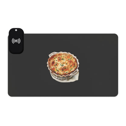 Savory Quiche – British Cuisine Delight - LED Gaming Mouse Pad - Wireless Charging, Gaming Desk Accessories, RGB Light Up Mouse Pad, Office Decor, Geek Gift Idea