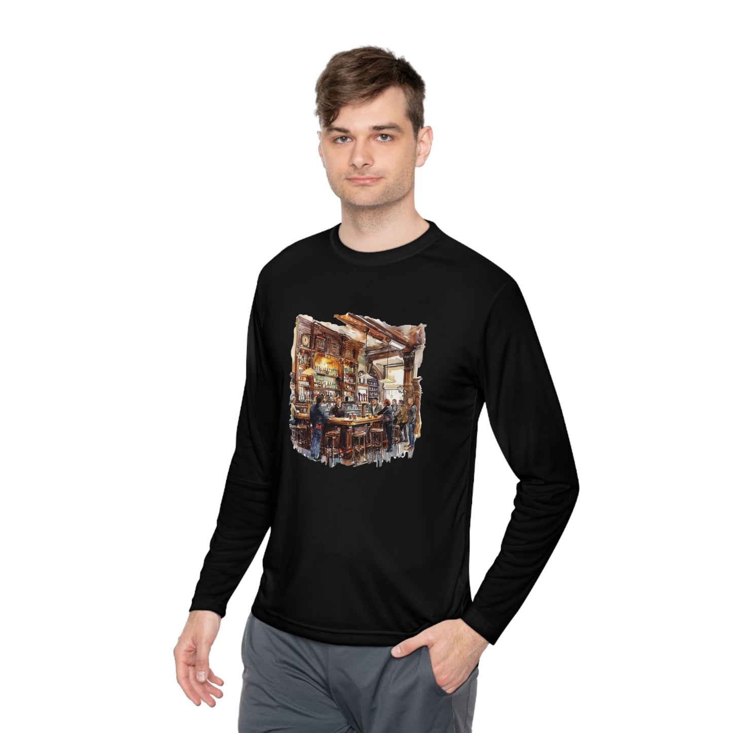 Unisex Lightweight Long Sleeve Tee - Cozy British Pub