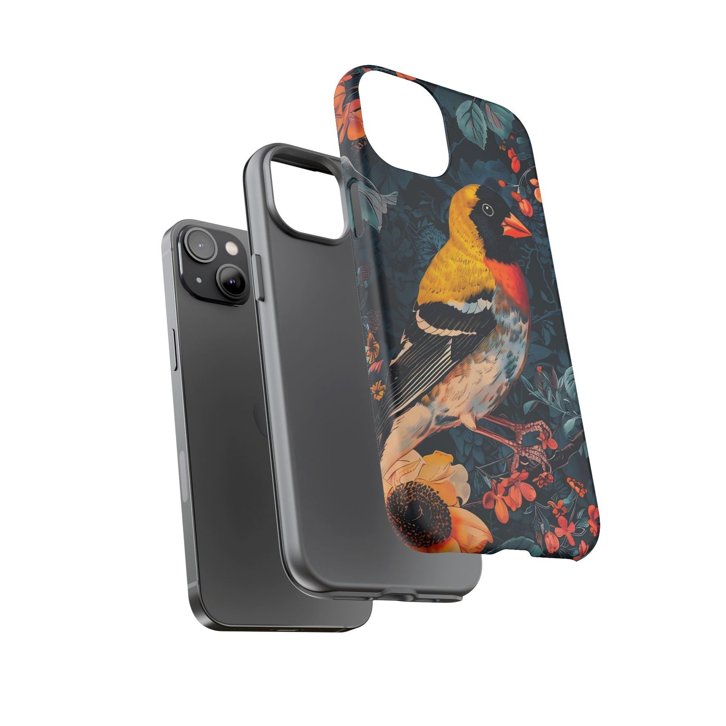 Colorful Bird Phone Case, Floral Phone Cover, Tough Phone Protector, Nature Lover Gift, Botanical Case, Unique Mobile Accessory