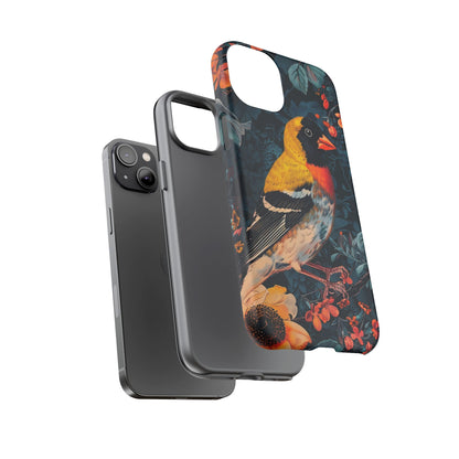 Colorful Bird Phone Case, Floral Phone Cover, Tough Phone Protector, Nature Lover Gift, Botanical Case, Unique Mobile Accessory
