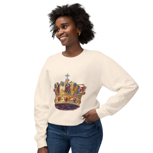 Unisex Lightweight Crewneck Sweatshirt - British Royal Crown Design - Iconic Symbol of Monarchy
