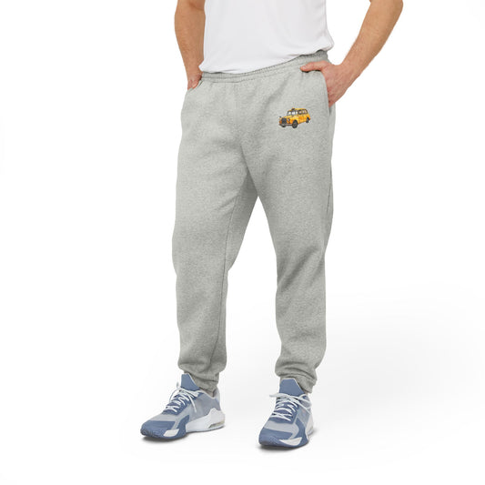 Adidas Unisex Fleece Joggers - Retro Taxi Design - British Vintage Car - Comfortable Athleisure for Everyday Wear