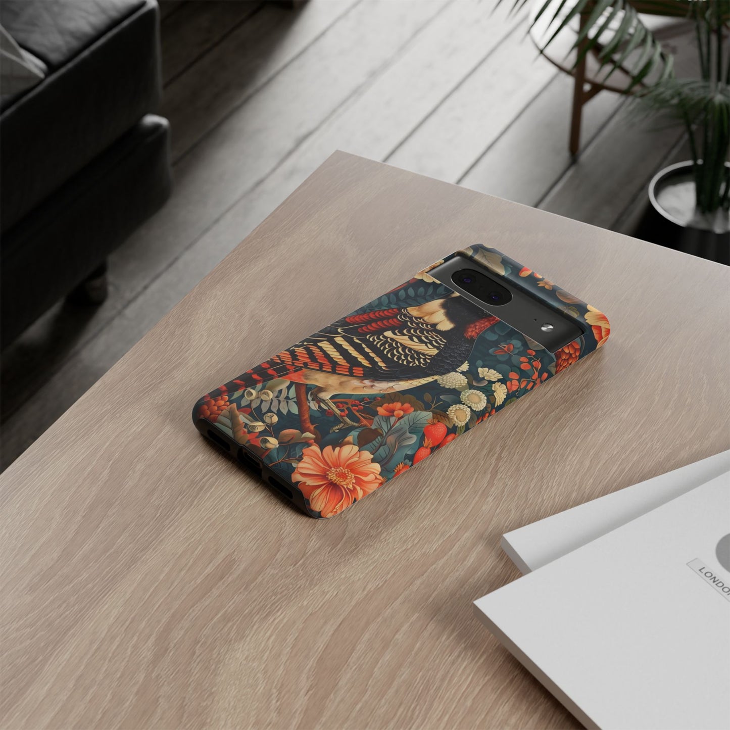 Nature-Inspired Phone Case with Floral Art, Tough Phone Cover, Protective Case, Gift for Nature Lovers, Unique Phone Accessory