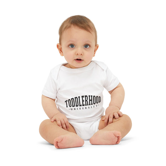 Toddlerhood University Infant Jersey One Piece – Cute Baby Bodysuit for New Parents