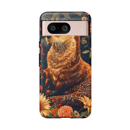 Otter Phone Case, Floral Otter Design, Tough Phone Cover, Nature Lover Gift, Cute Animal Accessories