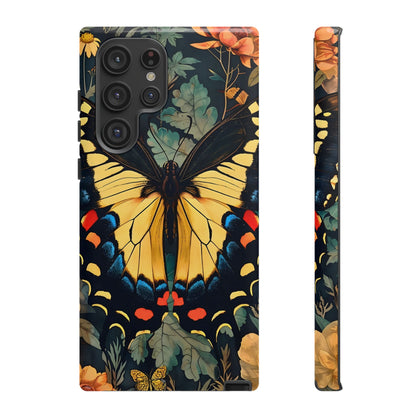 Butterfly Floral Phone Case, Art-inspire Tough Case, Gift for Nature Lovers, Butterfly Pattern Cover, Eco-Friendly Mobile Accessory