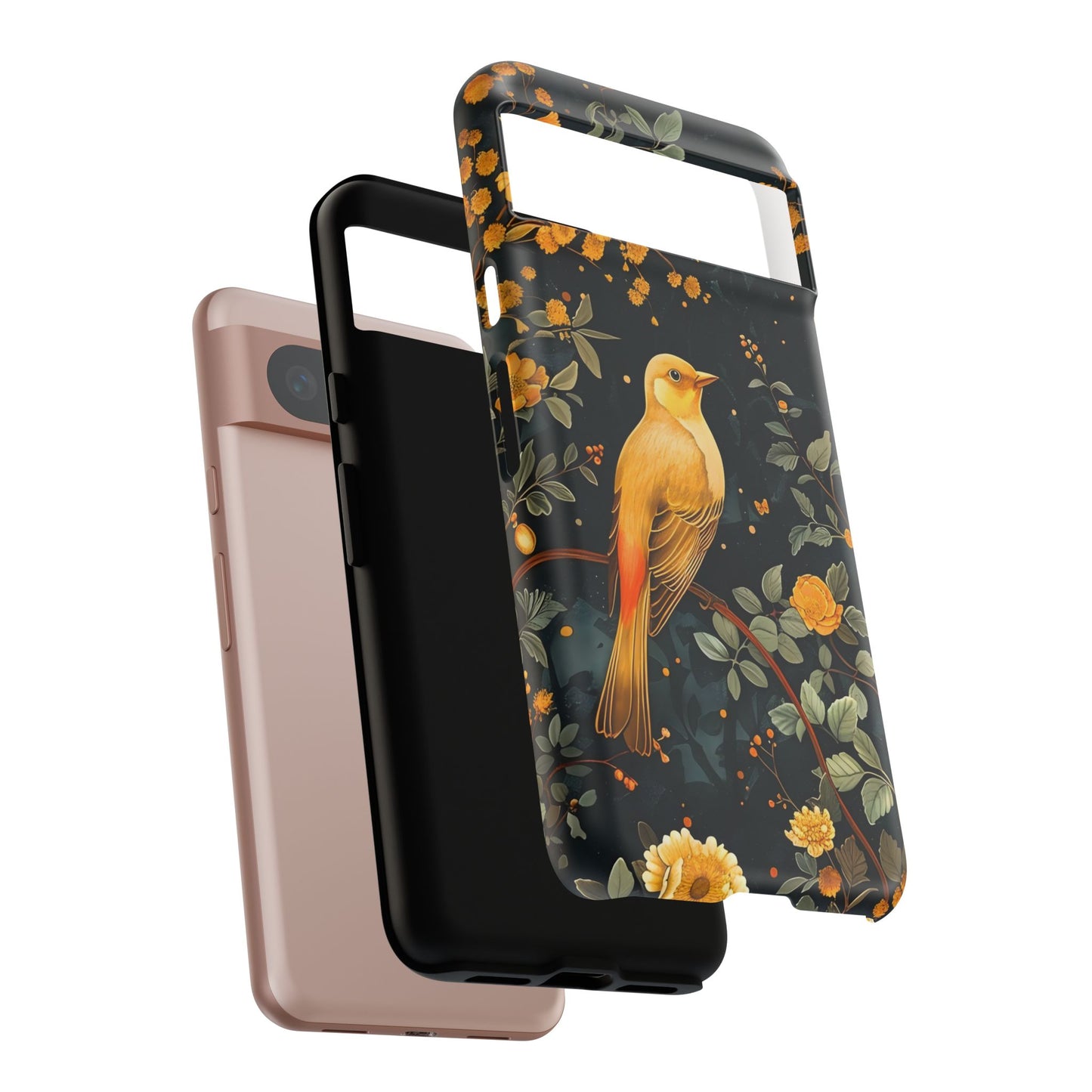 Floral Phone Case, Tough Cases with Bird Design, Nature Lover Gift, Stylish Protection, Birthday Present, Floral Phone Cover