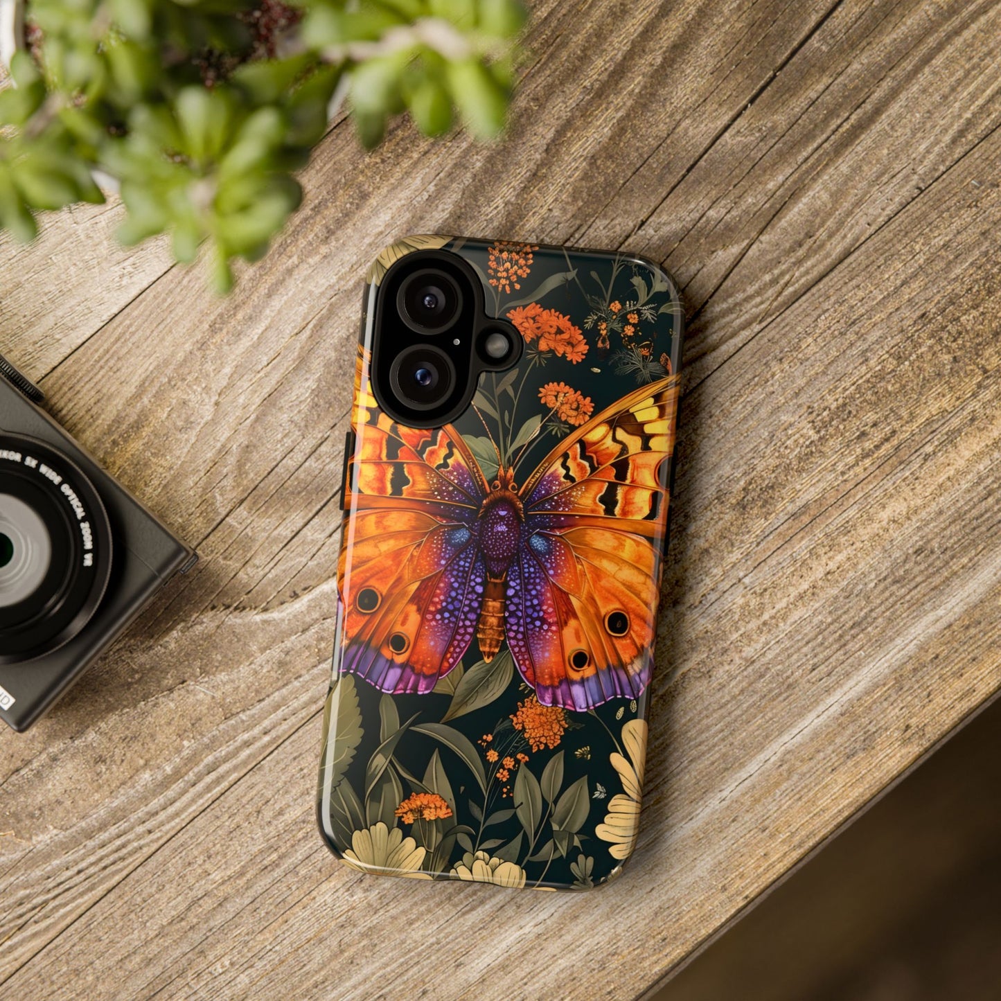 Butterfly Phone Case, Tough Cases for Nature Lovers, Vibrant Floral Design, Gift for Her, Cute Phone Accessories, Butterfly Artwork