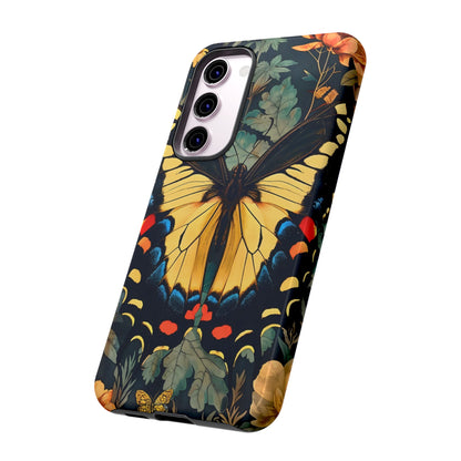Butterfly Floral Phone Case, Art-inspire Tough Case, Gift for Nature Lovers, Butterfly Pattern Cover, Eco-Friendly Mobile Accessory