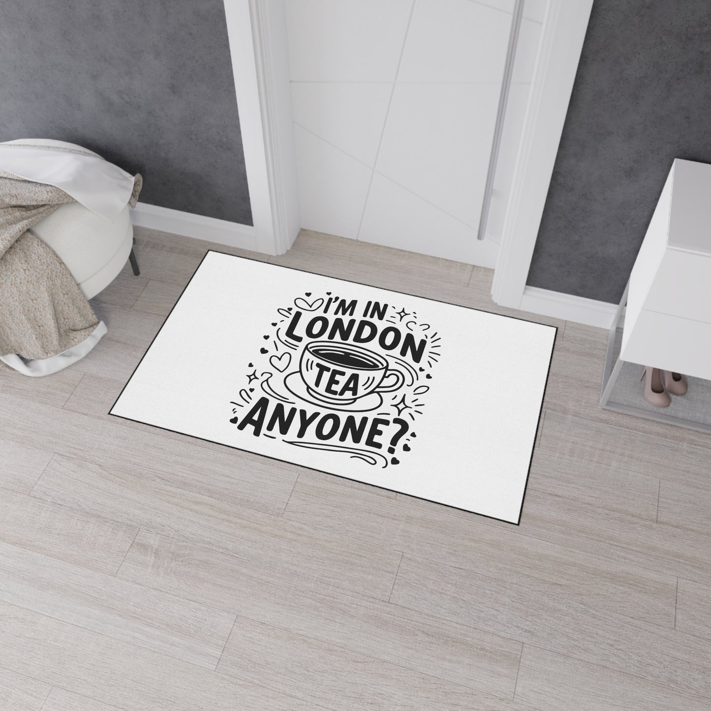 London Tea Heavy Duty Floor Mat - Cute Kitchen Decor, Welcome Mat, Coffee Shop Accessory, Gift for Tea Lovers, Home & Kitchen Item