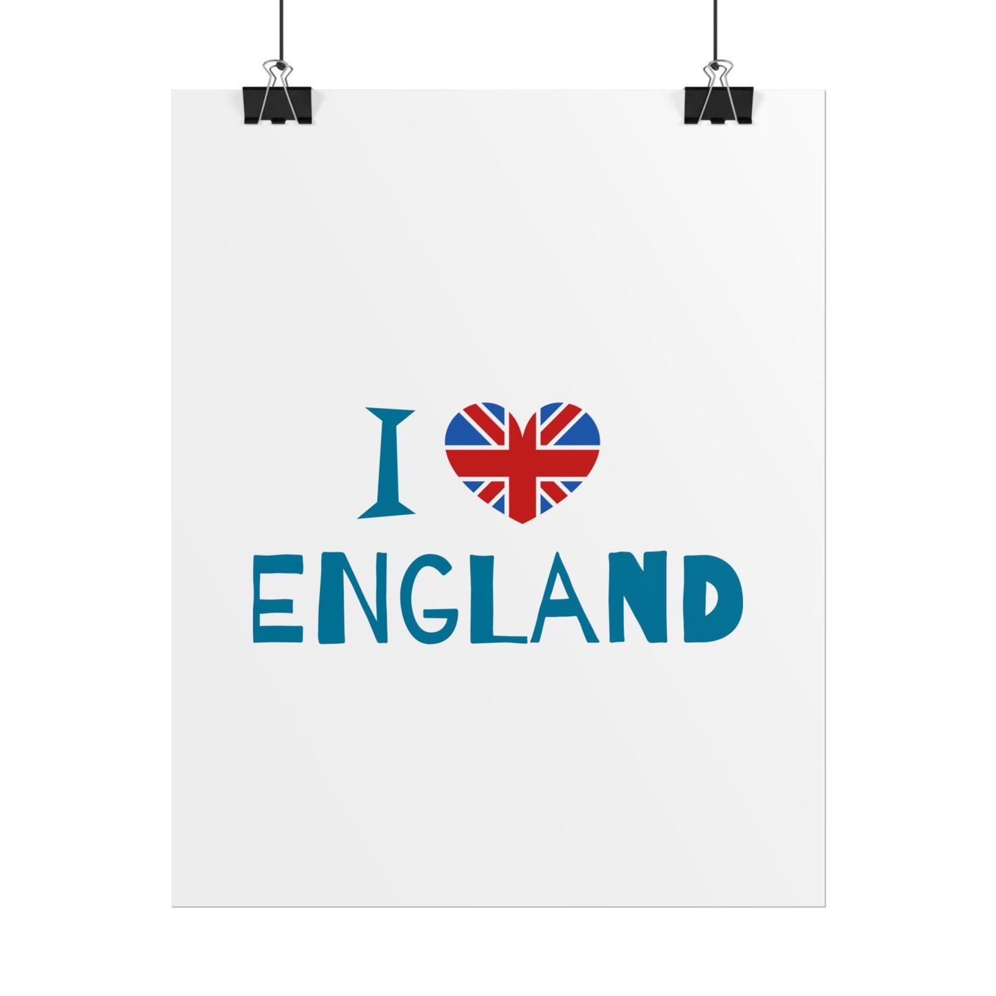 I Love England Rolled Poster - UK Travel Decor, Gift for Britains, Wall Art for Home, London Souvenir, Love England
