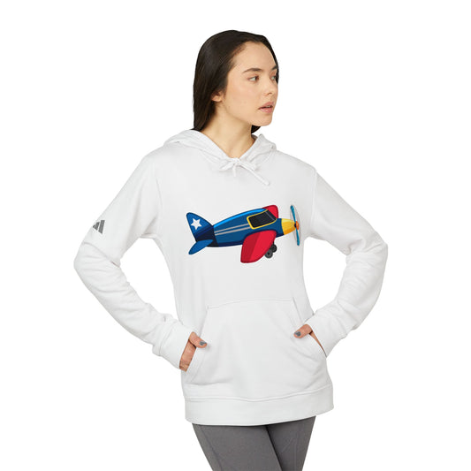 adidas Unisex Fleece Hoodie - Colorful Vintage Airplane Illustration - Retro Aviation Design