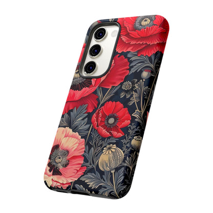 Floral Phone Case with Artistic Poppies, Tough Cases, Flower Design, Nature Lover Gift, Customizable Mobile Cover, Stylish Phone Accessories
