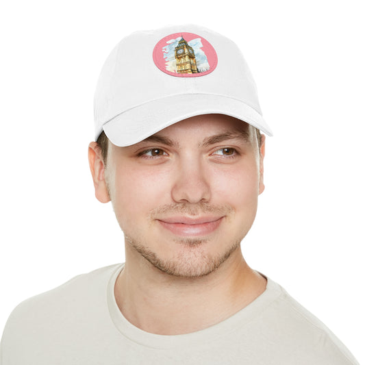 Watercolor Big Ben Dad Hat with Leather Patch, Casual Summer Hat, Gift for Dad, Travel Accessory, Birthday Gift, Outdoor Event Cap