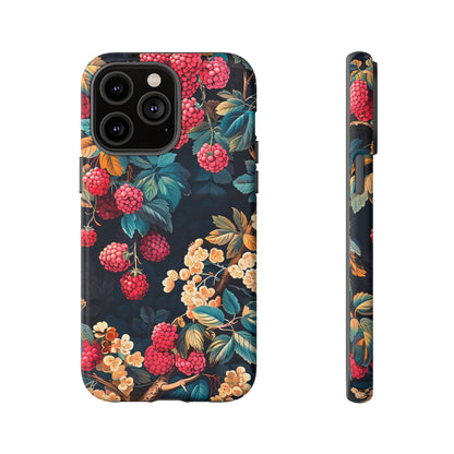 Floral Phone Case with Berry Design, Durable Phone Cover, Floral Print, Gift for Plant Lovers, Nature-Inspired Accessory