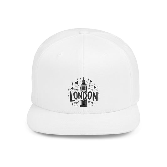 London Love Snapback Hat, Flat Bill Cap, Casual Streetwear, Gift for Travelers, Fashion Accessory, Urban Style