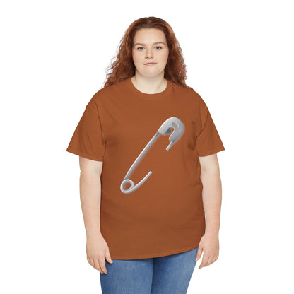 Unisex Heavy Cotton Tee - Minimalist Safety Pin Design