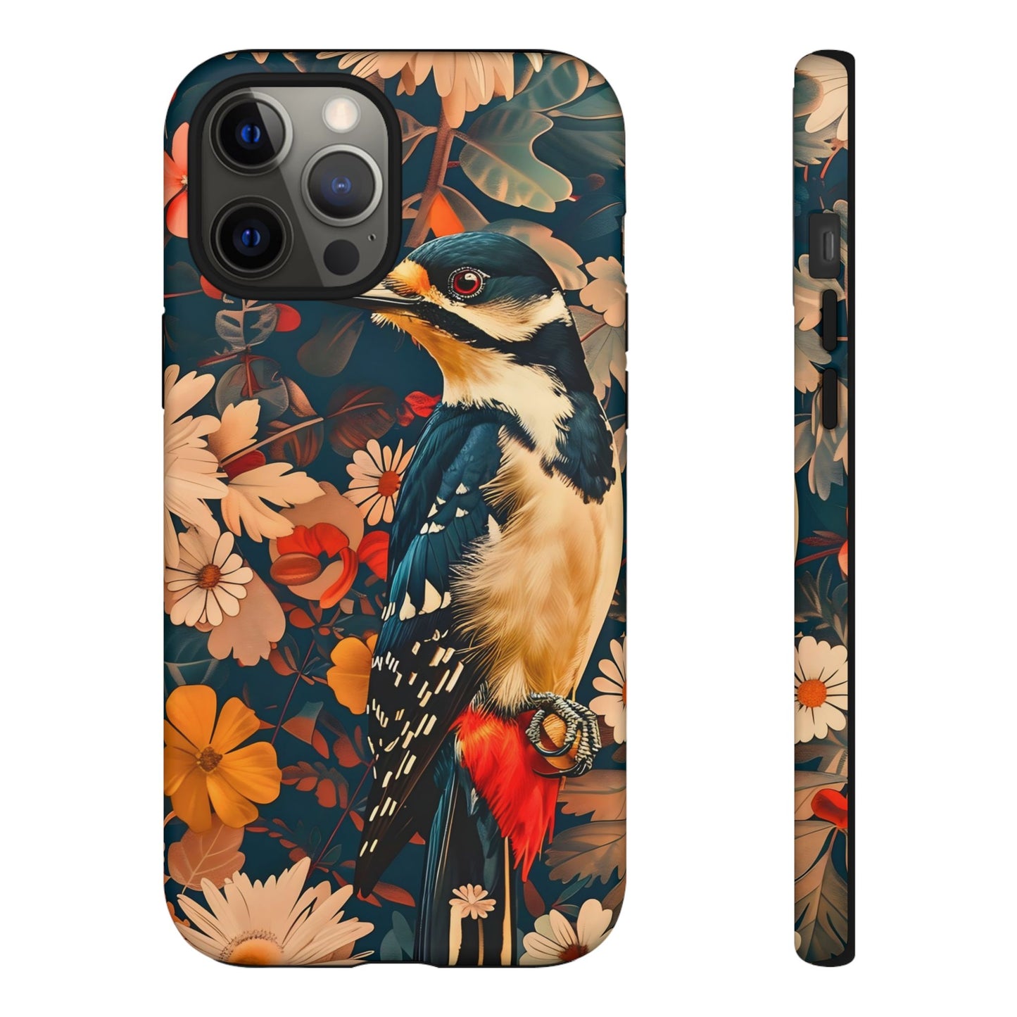 Artistic Bird Phone Case, Unique Tough Cases for Nature Lovers, Floral Design, Cute Gift, Customized Phone Accessories