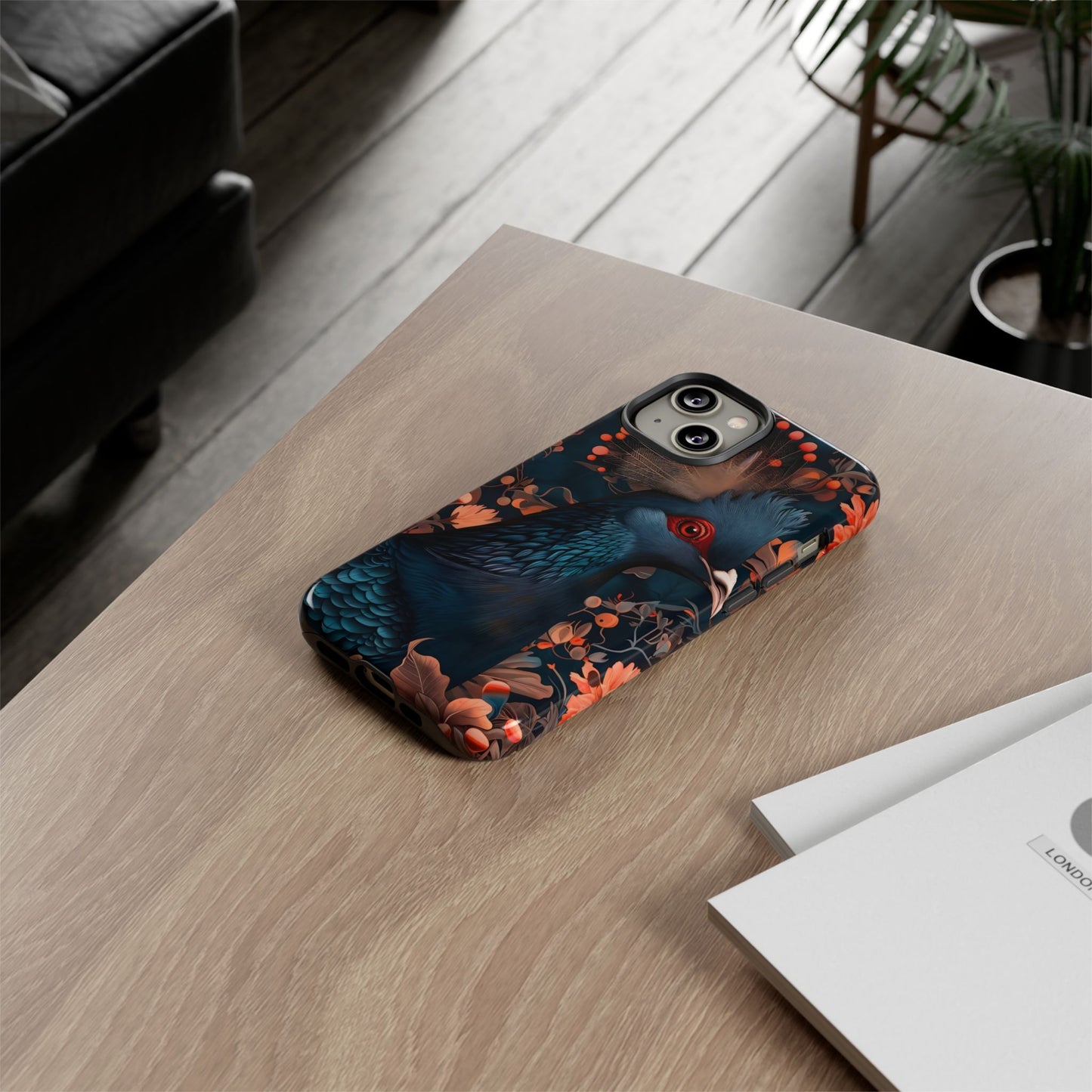 Vibrant Phone Case with Floral Peacock Design - Tough Cases, Artistic Phone Cover, Unique Gift for Nature Lovers, Stand Out Tech Accessory