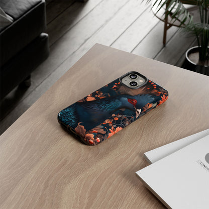 Vibrant Phone Case with Floral Peacock Design - Tough Cases, Artistic Phone Cover, Unique Gift for Nature Lovers, Stand Out Tech Accessory