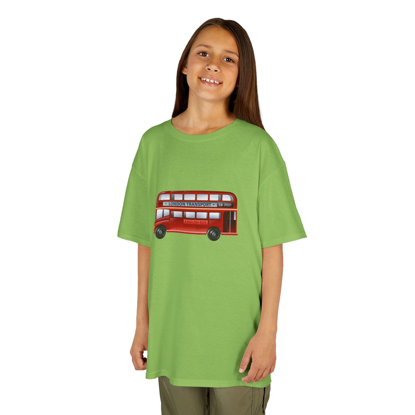 Kids  Tee - Vintage British Double-Decker Bus Art Print - Fun Cotton T-Shirt for Young Explorers
