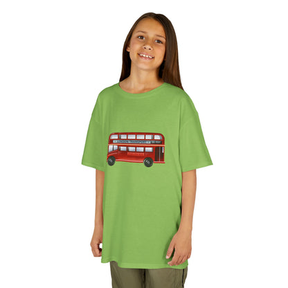 Kids  Tee - Vintage British Double-Decker Bus Art Print - Fun Cotton T-Shirt for Young Explorers