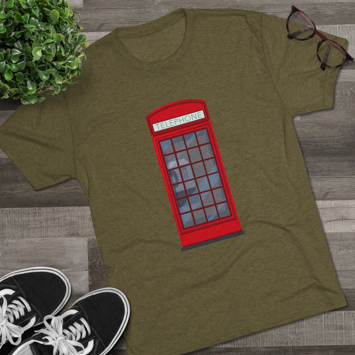 Iconic British Public Telephone - Classic Red Phone Box Unisex Tri-Blend Crew Tee