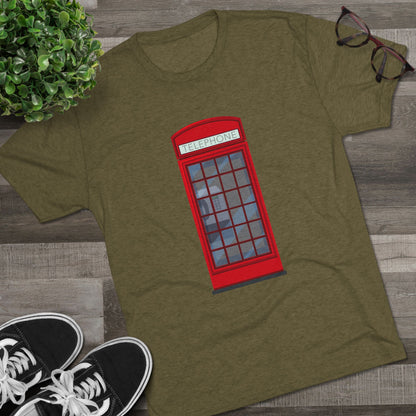 Iconic British Public Telephone - Classic Red Phone Box Unisex Tri-Blend Crew Tee