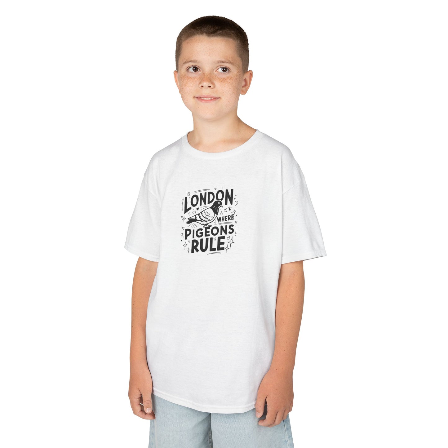 Kids  Tee - London where pigeons rule -  Fun Cotton T-Shirt for Young London Enthusiasts