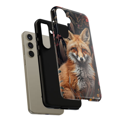 Fox Floral Phone Case, Tough Cases for Animal Lovers, Nature Themed Gift, Cute Phone Cover, Wild Fox Protector
