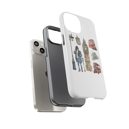 London Iconic Design Phone Case, Tough Cases, Gift for Travelers, London Souvenir, London Icons, Red Bus Phone Case