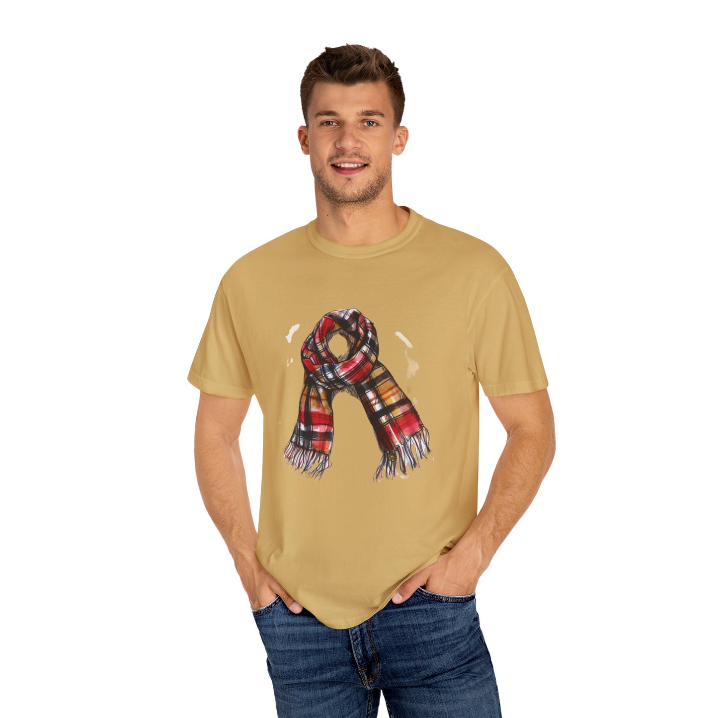 Unisex Garment-Dyed T-shirt - Trendy British Plaid Scarf