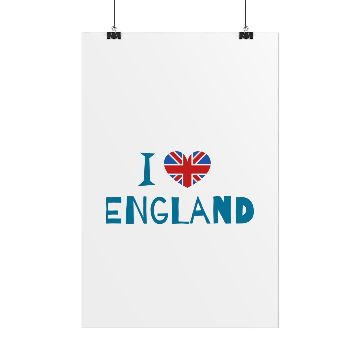 I Love England Rolled Poster - UK Travel Decor, Gift for Britains, Wall Art for Home, London Souvenir, Love England