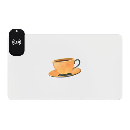 Golden Teacup and Saucer - LED Gaming Mouse Pad with Wireless Charging - Perfect for Gamers, Home Office Decor, and Christmas Gifts, Unique Desk Accessory, [...]