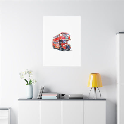 London Red Double-Decker Bus Art Canvas Print, Wall Decor for Travel Lovers, Home Office Gift, Unique Artwork for All Occasions
